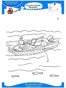 Çocuklar İçin Balıkçı Boyama Sayfaları 